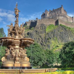 Edinburgh Castle from Princes Street gardens, Edinburgh, Scotland, original prints
