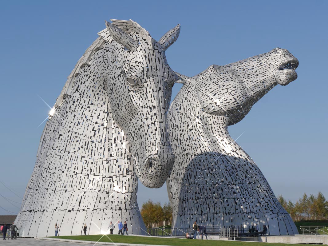 Explore the famous Kelpies , the Falkirk Wheel and Callendar House in Falkirk , tour three five star attractions in Falkirk . Tour the Kelpies the largest equine sculptures in the world. Six hour private tour around Falkirk for up to four passengers