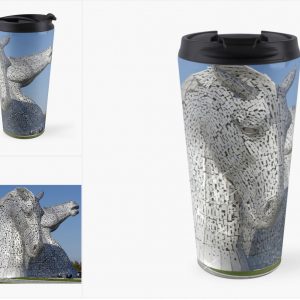 buy your The Kelpies travel mugs, unique images of the Kelpies