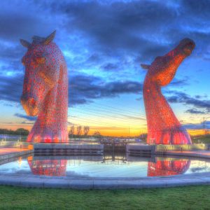the Kelpies at night , tours from Edinburgh